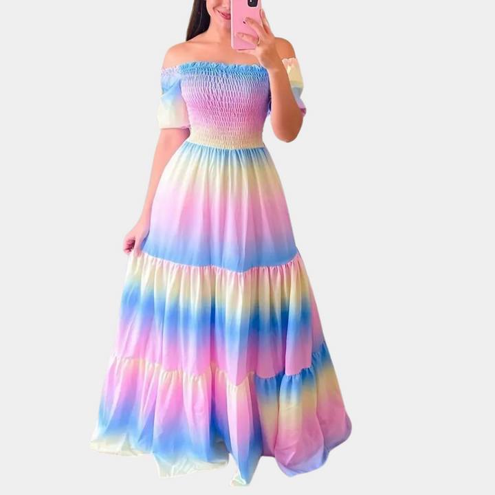 Schulterfreies Damen-Stufenkleid