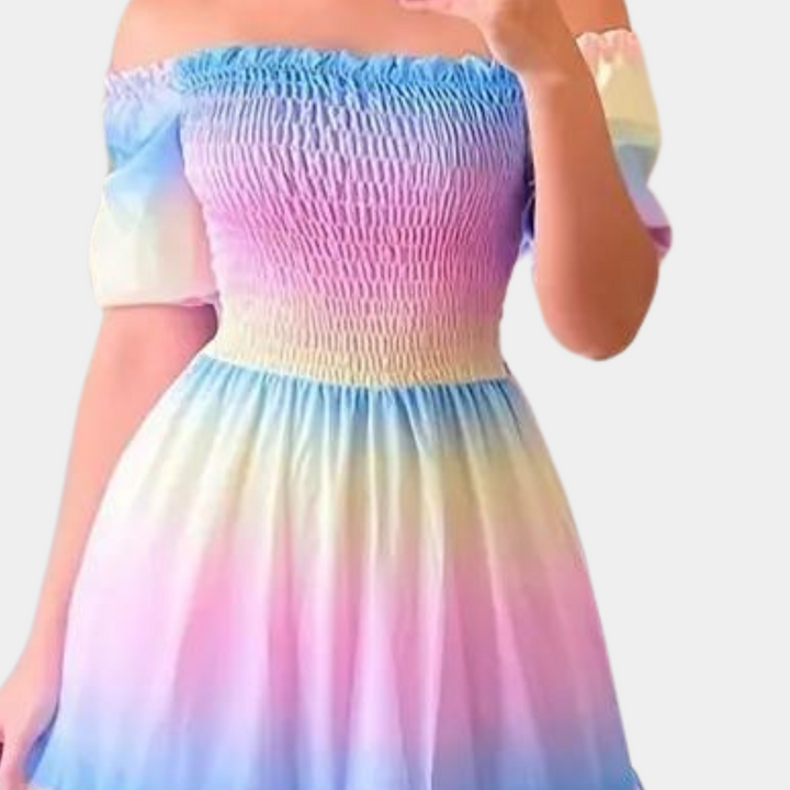 Schulterfreies Damen-Stufenkleid
