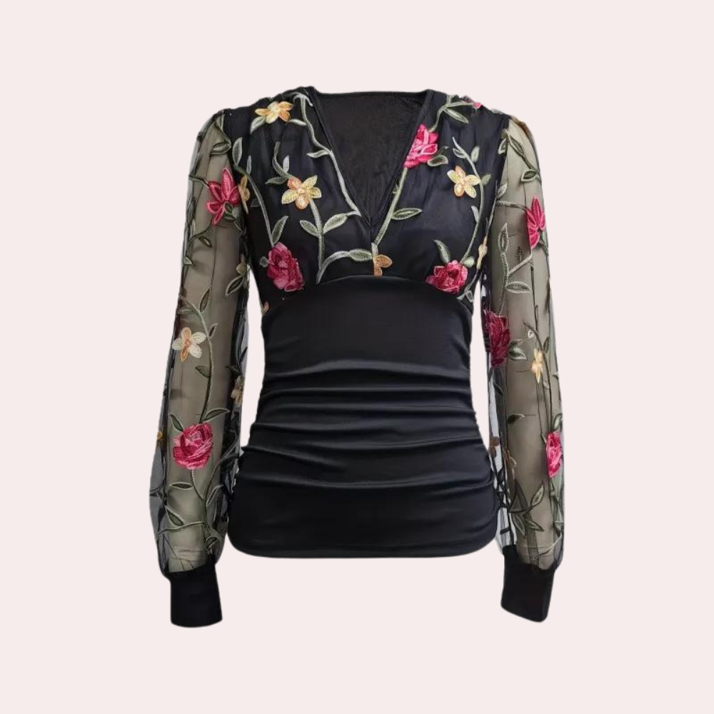 Marian - Elegantes Damentop mit floraler Stickerei