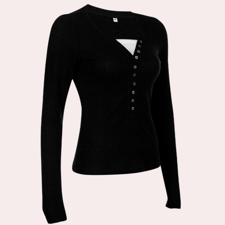 Langärmeliges Damen-Strickoberteil