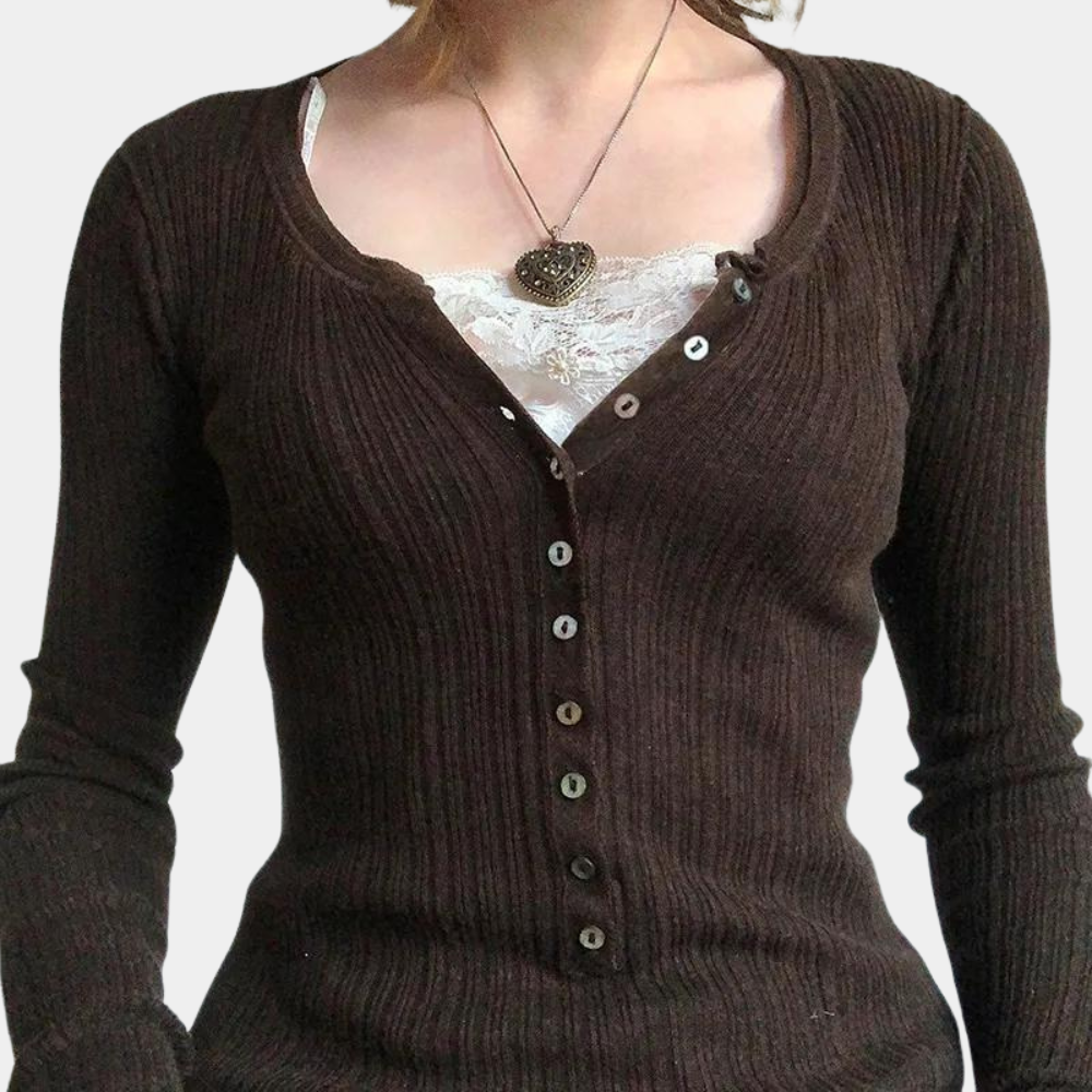 Langärmeliges Damen-Strickoberteil