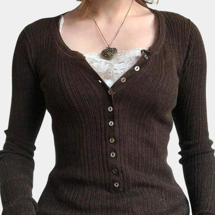 Langärmeliges Damen-Strickoberteil