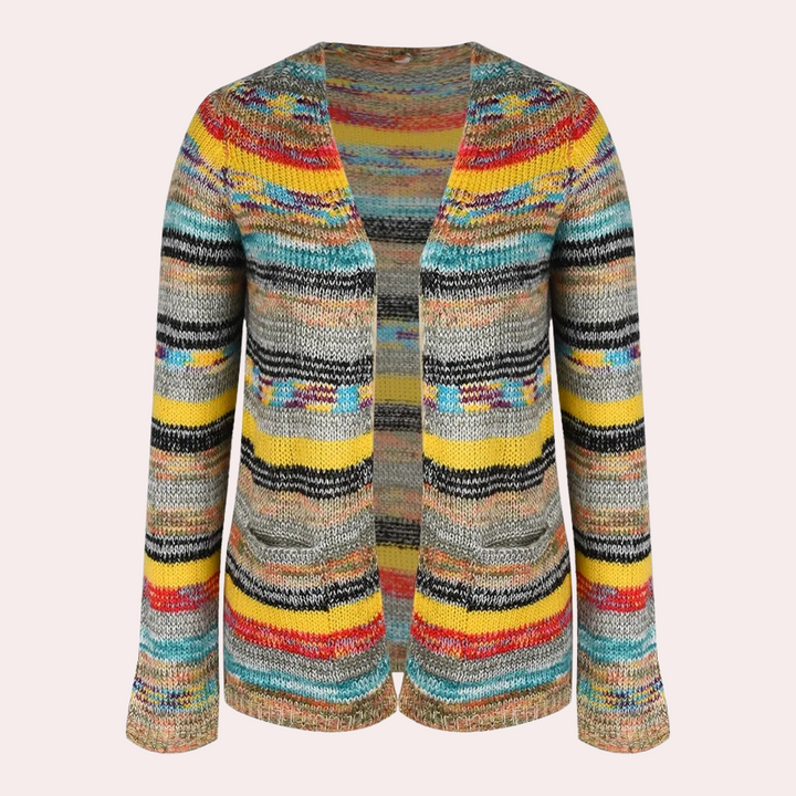 Lina - Bunte Strickjacke mit V-Ausschnitt für Damen