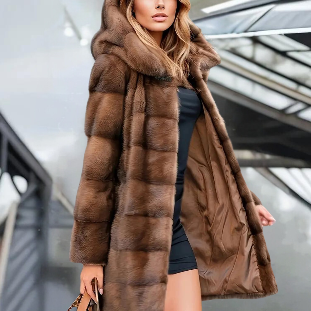 Jacinta - Warmer und weicher Kapuzenmantel für Damen