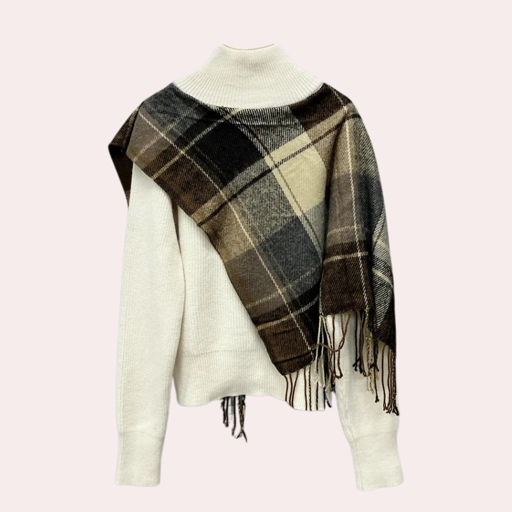 Mariora - Damen-Poncho-Pullover mit Knopfleiste